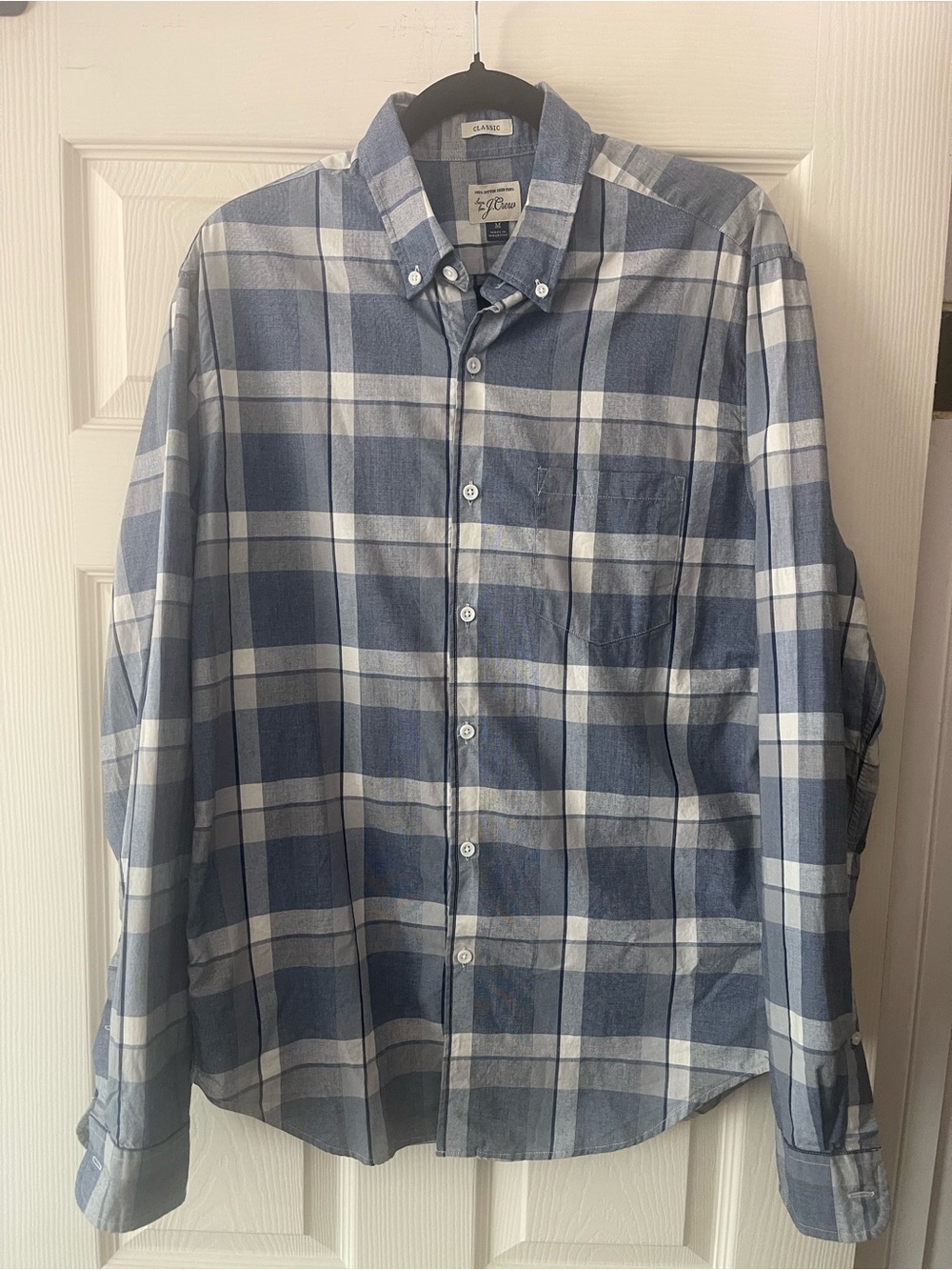 J. Crew Blue and White Plaid Button-Down Shirt - Men